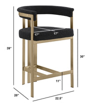 BS380 Architectural Boucle Bar Stool with Matte Brushed Flat-Strap Frame & Floating Back