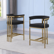 BS380 Architectural Boucle Bar Stool with Matte Brushed Flat-Strap Frame & Floating Back