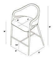 Architectural Boucle Barrel Bar Stool with Sculptural Gold Frame & Ring Pull