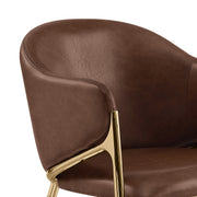 Architectural Leathaire Barrel Bar Stool with Sculptural Gold Frame & Ring Pull