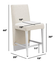 Luxury High Back Boucle Bar Stool with Nailhead Trim & Chrome Base
