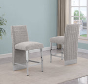 Luxury High Back Boucle Bar Stool with Nailhead Trim & Chrome Base