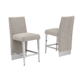 BS560 Set of 2 Luxury High Back Boucle Bar Stool with Nailhead Trim & Silver/Gold Base by Quality Living Furniture