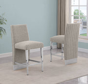 Luxury High Back Boucle Bar Stool with Nailhead Trim & Chrome Base
