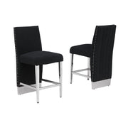 Luxury High Back Boucle Bar Stool with Nailhead Trim & Chrome Base