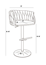 Modern Woven Velvet Swivel Bar Stool with Adjustable Chrome Pedestal Base