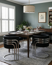 SC020 Modern Teddy Fabric Accent Dining Chair with Triple-Rail Chrome Frame & Sled Base