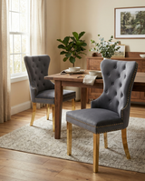 SC115 Elegant Velvet Accent Dining Chair with Diamond Tufted Back, Gold Ring Pull, Nailhead Trim & Gold Stainless Steel Legs
