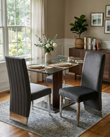 Sc164 Majestic High Back Velvet Accent Dining Chair with Nailhead Trim & Architectural Chrome Legs