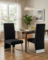 Sc164 Majestic High Back Velvet Accent Dining Chair with Nailhead Trim & Architectural Chrome Legs