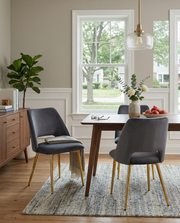 SC226 Modern Velvet Accent Dining Chair with Open Cutout Back & Slender Gold Chrome Legs