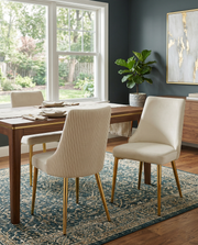 SC260 Elegant Velvet Armless Accent Dining Chair with Pleated Back & Tapered Gold Legs | 24.5