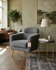 AC165 Modern Faux Fur Accent Lounge Chair with Gold Chrome Legs