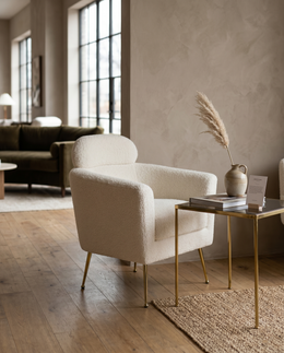 AC165 Modern Faux Fur Accent Lounge Chair with Gold Chrome Legs