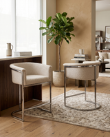 BS010-13 Boucle Fabric Side Chair with Metal Frame