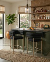 CH04 Avant-Garde Teddy Fabric Counter Height Bar Stool with Double Tubular Back & Gold Chrome Legs