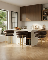 CH04L Avant-Garde Leathaire Counter Height Bar Stool with Double Tubular Back & Gold Chrome Legs