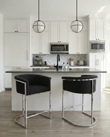 CH010 Modern Boucle Counter Height Bar Stool with Wrap-Around Chrome Frame & Sled Base