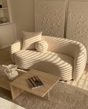 S90+91SL Modern Curved Boucle Sofa and Loveseat Set, 