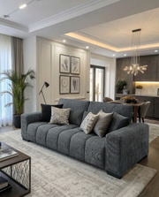 S112+S113Sl Modern Chenille Sofa and Loveseat Set, 2-Piece Deep Seat Cloud Couch with Adjustable Backrests & Channel Tufting