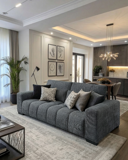S112+S113Sl Modern Chenille Sofa and Loveseat Set, 2-Piece Deep Seat Cloud Couch with Adjustable Backrests & Channel Tufting