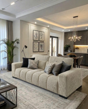 S112+S113Sl Modern Chenille Sofa and Loveseat Set, 2-Piece Deep Seat Cloud Couch with Adjustable Backrests & Channel Tufting