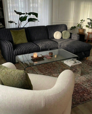 S20 Velvet Corduroy Reversible Sleeper Sectional Sofa with Pull-Out Bed, Storage Chaise and Cup Holders, L-Shaped Couch