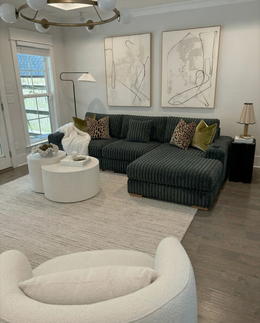 Oversized Corduroy Sectional Sofa, Reversible L-Shaped Couch with Cup Holders and Natural Wood Legs