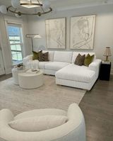 Oversized Corduroy Sectional Sofa, Reversible L-Shaped Couch with Cup Holders and Natural Wood Legs