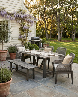 D1004D6 Outdoor Patio Dining Set with Bench Seating, All-Weather 73