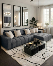 S110 Oversized Chenille Sectional Sofa with Adjustable Backrests, Deep Seat L-Shaped Cloud Couch with Channel Tufting