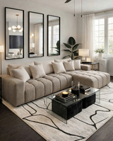 S110 Oversized Chenille Sectional Sofa with Adjustable Backrests, Deep Seat L-Shaped Cloud Couch with Channel Tufting