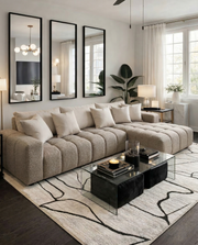 S110 Oversized Chenille Sectional Sofa with Adjustable Backrests, Deep Seat L-Shaped Cloud Couch with Channel Tufting