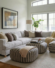 Oversized Modular Sectional Sofa, Deep Seat Cloud Couch in [Corduroy / Boucle] with Natural Wood Legs