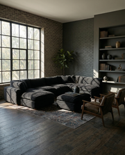 Oversized Modular Sectional Sofa, Deep Seat Cloud Couch in [Corduroy / Boucle] with Natural Wood Legs