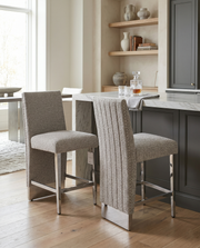 CH560 Luxury High Back Boucle Counter Height Bar Stool with Nailhead Trim & Architectural Chrome Base