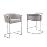 CH010 Modern Boucle Counter Height Bar Stool with Wrap-Around Chrome Frame & Sled Base