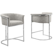 SC010-7, CH010-7, & BS010-7: Modern Boucle Fabric Chairs with U-Shaped Chrome Legs (Set of 2)