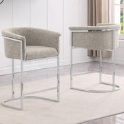 SC010-7, CH010-7, & BS010-7: Modern Boucle Fabric Chairs with U-Shaped Chrome Legs (Set of 2)