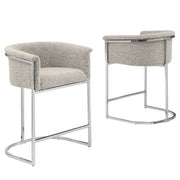 SC010-7, CH010-7, & BS010-7: Modern Boucle Fabric Chairs with U-Shaped Chrome Legs (Set of 2)