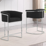SC010-7, CH010-7, & BS010-7: Modern Boucle Fabric Chairs with U-Shaped Chrome Legs (Set of 2)
