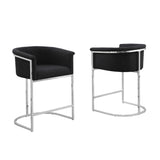 CH010 Modern Boucle Counter Height Stool with Wrap-Around Chrome Frame & Sled Base