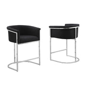 CH010 Modern Boucle Counter Height Bar Stool with Wrap-Around Chrome Frame & Sled Base