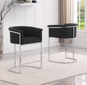 CH010 Modern Boucle Counter Height Bar Stool with Wrap-Around Chrome Frame & Sled Base