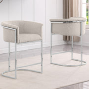 SC010-7, CH010-7, & BS010-7: Modern Boucle Fabric Chairs with U-Shaped Chrome Legs (Set of 2)