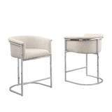 CH010 Modern Boucle Counter Height Stool with Wrap-Around Chrome Frame & Sled Base