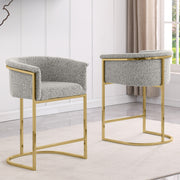 SC010-7, CH010-7, & BS010-7: Modern Boucle Fabric Chairs with U-Shaped Chrome Legs (Set of 2)