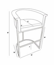 CH014L Modern Leathaire Counter Height Bar Stool with Channel Tufted Back, Wrap-Around Gold Frame & Sled Base