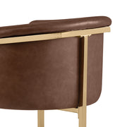 CH014L Modern Leathaire Counter Height Bar Stool with Channel Tufted Back, Wrap-Around Gold Frame & Sled Base