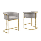 CH014 Modern Boucle Counter Height Stool with Wrap-Around Gold Frame & Sled Base